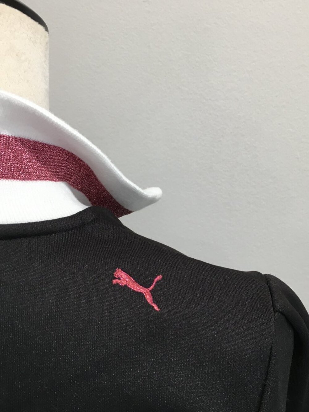 PUMA Black White Pink Glitter Cotton Trim Full Zip Long Sleeve Track Jacket - Picture 12 of 15
